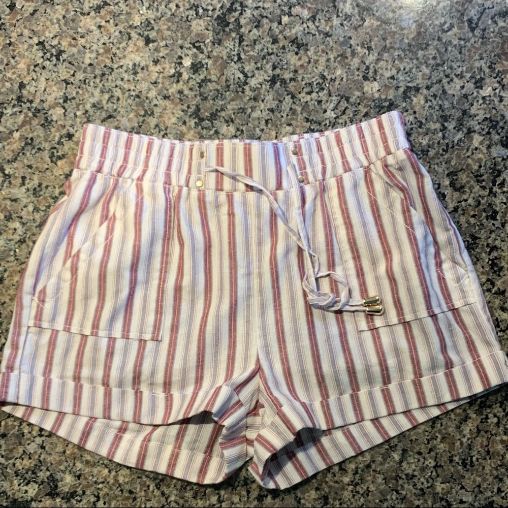 Striped Linen-Style Shorts